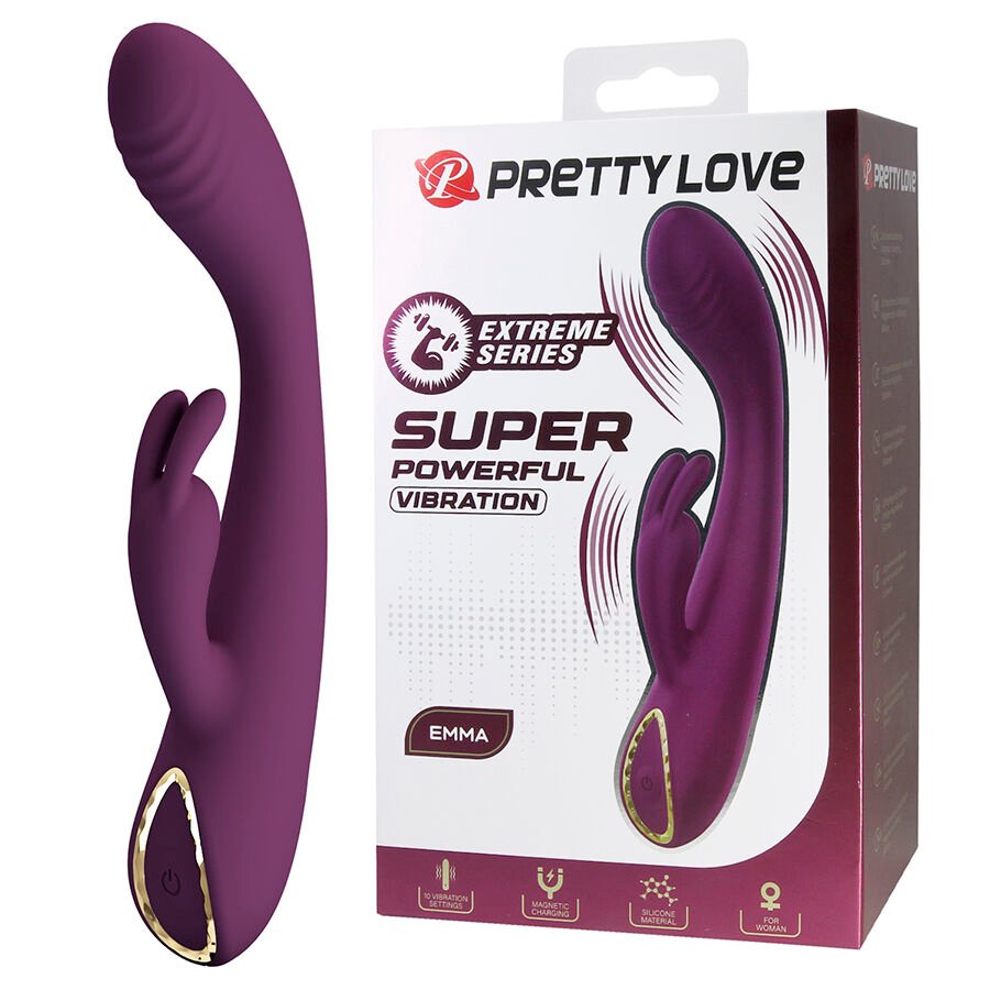PRETTY LOVE - EMMA VIBRADOR CON ESTIMULADOR RABBIT MORADO - JUGUETES BIENESTAR - El Arte del Placer