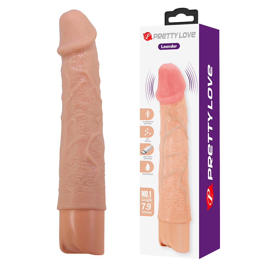 PRETTY LOVE - LEANDER VIBRADOR REALÍSTICO FLEXIBLE - JUGUETES BIENESTAR - El Arte del Placer