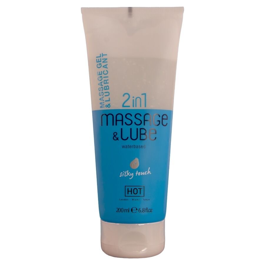 HOT - MASSAGE & GLIDE GEL 2 EN 1 TACTO SEDOSO 200 ML - Base Agua - El Arte del Placer