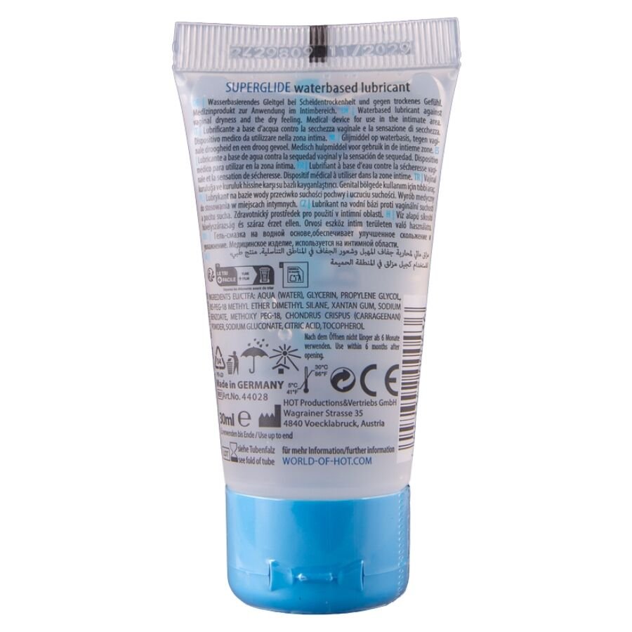HOT - SUPERGLIDE LIQUID PLEASURE LUBRICANTE BASE AGUA 30 ML - Base Agua - El Arte del Placer