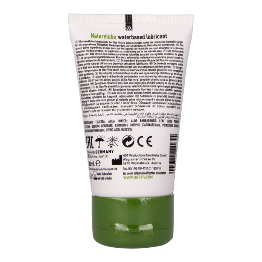 HOT - NATURE LUBE LUBRICANTE BASE AGUA ALOE VERA 30 ML - Base Agua - El Arte del Placer