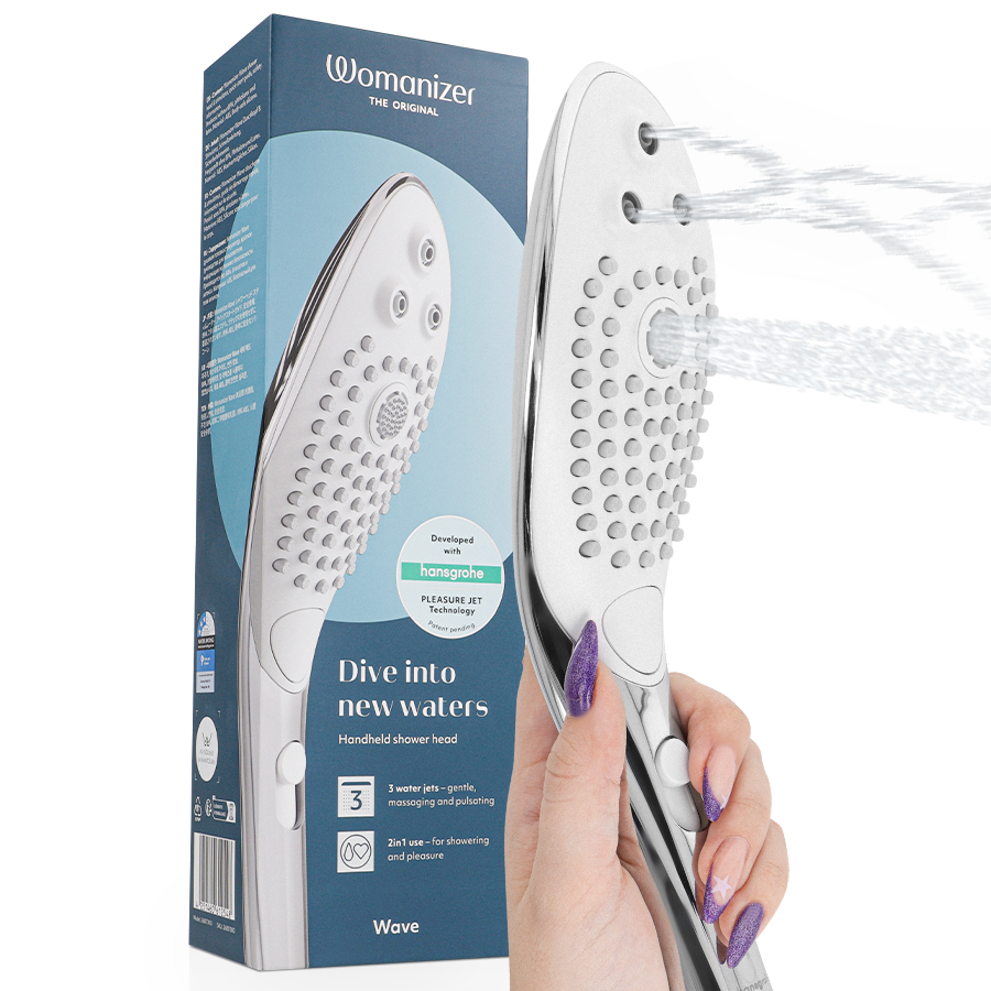 WOMANIZER - WAVE CABEZAL DE DUCHA ESTIMULADOR DE CLITORÍS PLATEADO - Estimuladores - El Arte del Placer