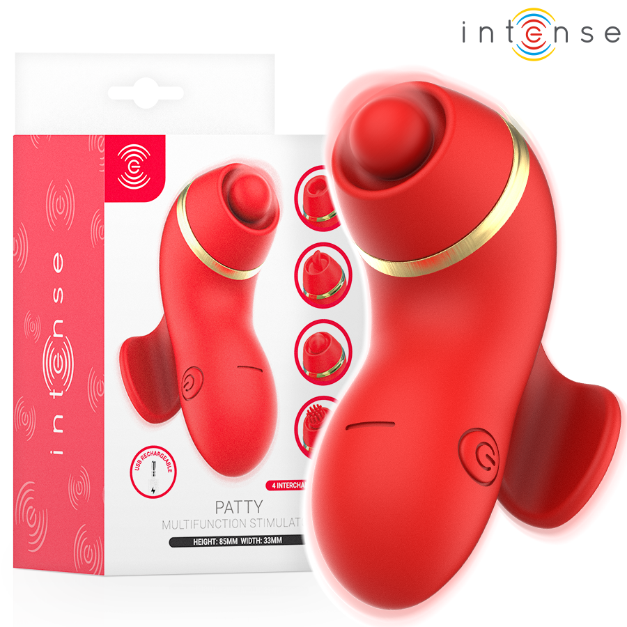 INTENSE - PATTY ESTIMULADOR CON 4 CABEZALES, SUCCIÓN, TAPPING, TICKLING Y LICKING - Estimuladores - El Arte del Placer
