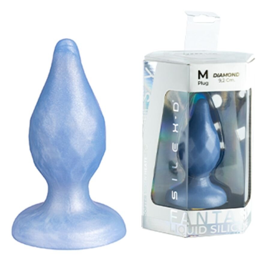 SILEXD - DIAMOND PLUG ANAL FANTASY SILICONA LIQUIDA TERMOREACTIVO AZUL PERLA 9.2 CM - Anal - El Arte del Placer