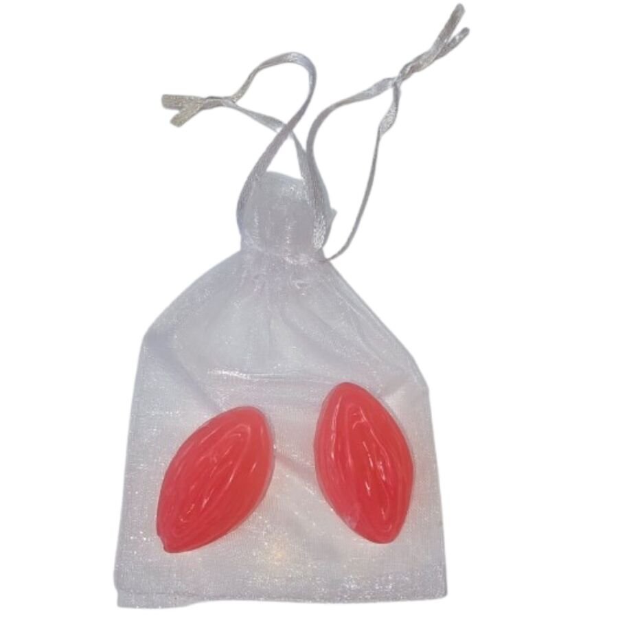 DIABLO PICANTE - 2 JABONES PERFUMADOS FORMA VAGINA ROJO - Artículos divertidos - El Arte del Placer