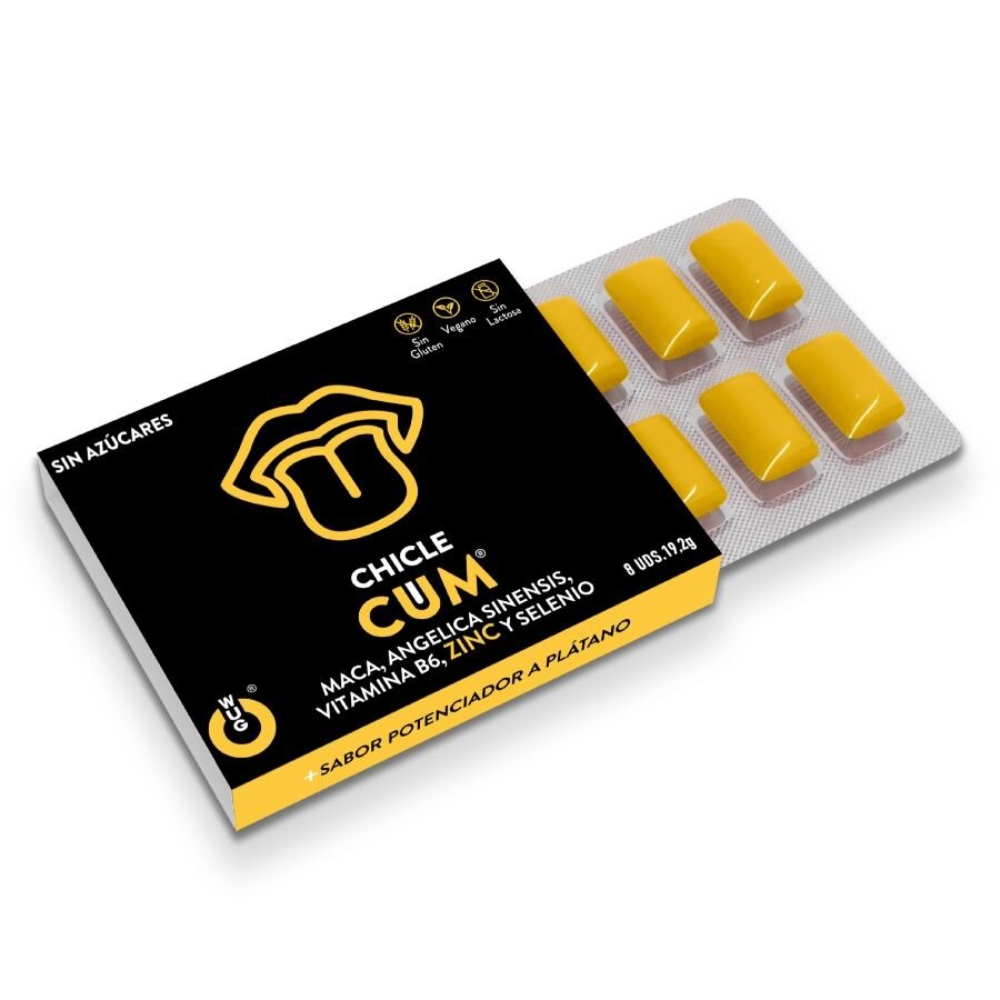 WUG CUM – 1 X 8 UDS | Chicle funcional con sabor a plátano para potenciar la fertilidad, vitalidad y energía masculina …