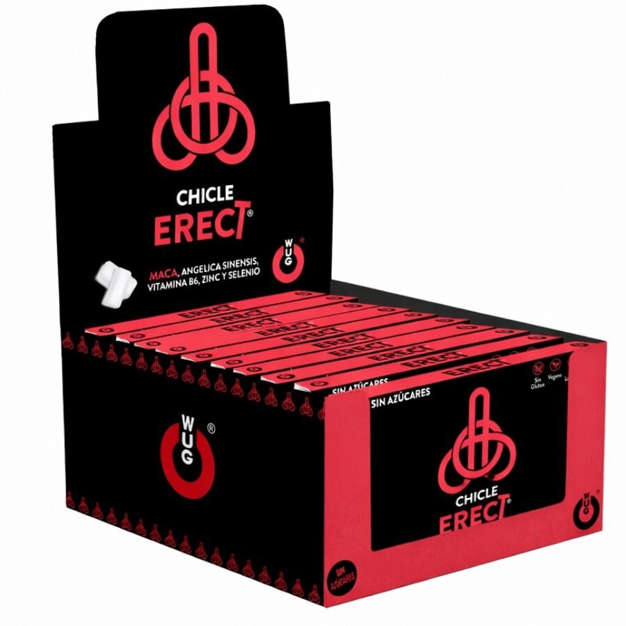 WUG ERECT – DISPLAY 12 X 8 UDS | Chicle funcional con Maca, Zinc y Vitaminas para potenciar la energía y el rendimiento…