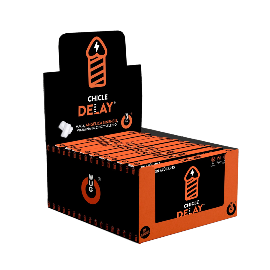 WUG DELAY – DISPLAY 12 X 8 UDS | Chicle funcional con Zinc, Selenio y Vitamina B6 para mayor control y resistencia en l…