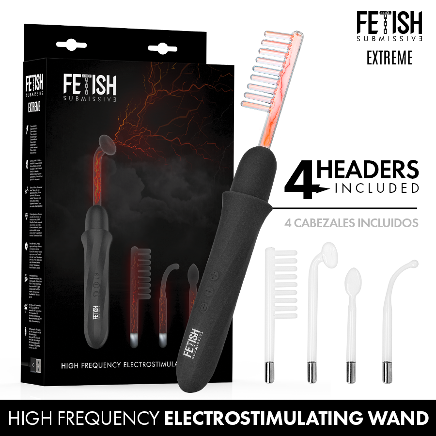 FETISH SUBMISSIVE - VIBRADOR WAND ELECTROESTIMULACIÓN ALTA FRECUENCIA - Electro estimulación - El Arte del Placer