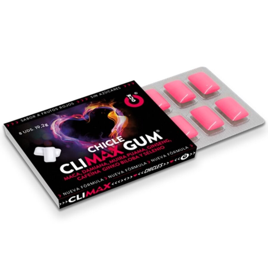 WUG Climax – 1 X 8 UDS | Chicle funcional con Maca, Damiana y Ginseng para potenciar el deseo y la vitalidad íntima - C…