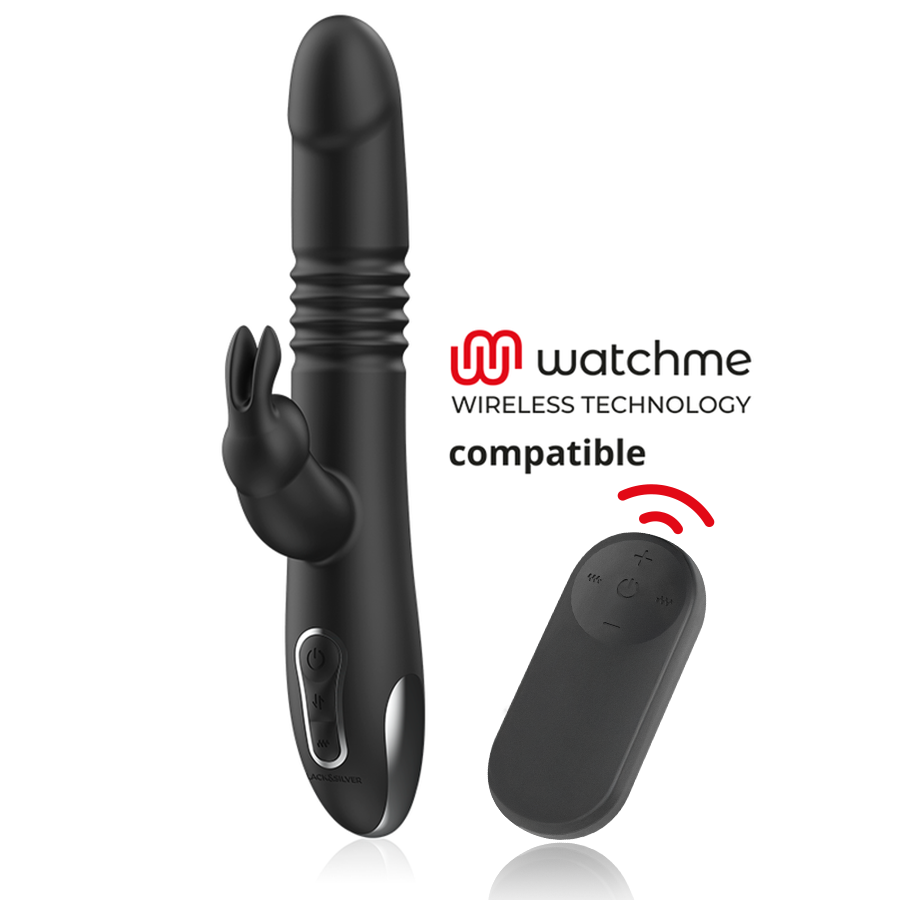 BLACK&SILVER - KENJI VIBRADOR RABBIT UP & DOWN + MANDO CONTROL REMOTO WATCHME - JUGUETES BIENESTAR - El Arte del Placer