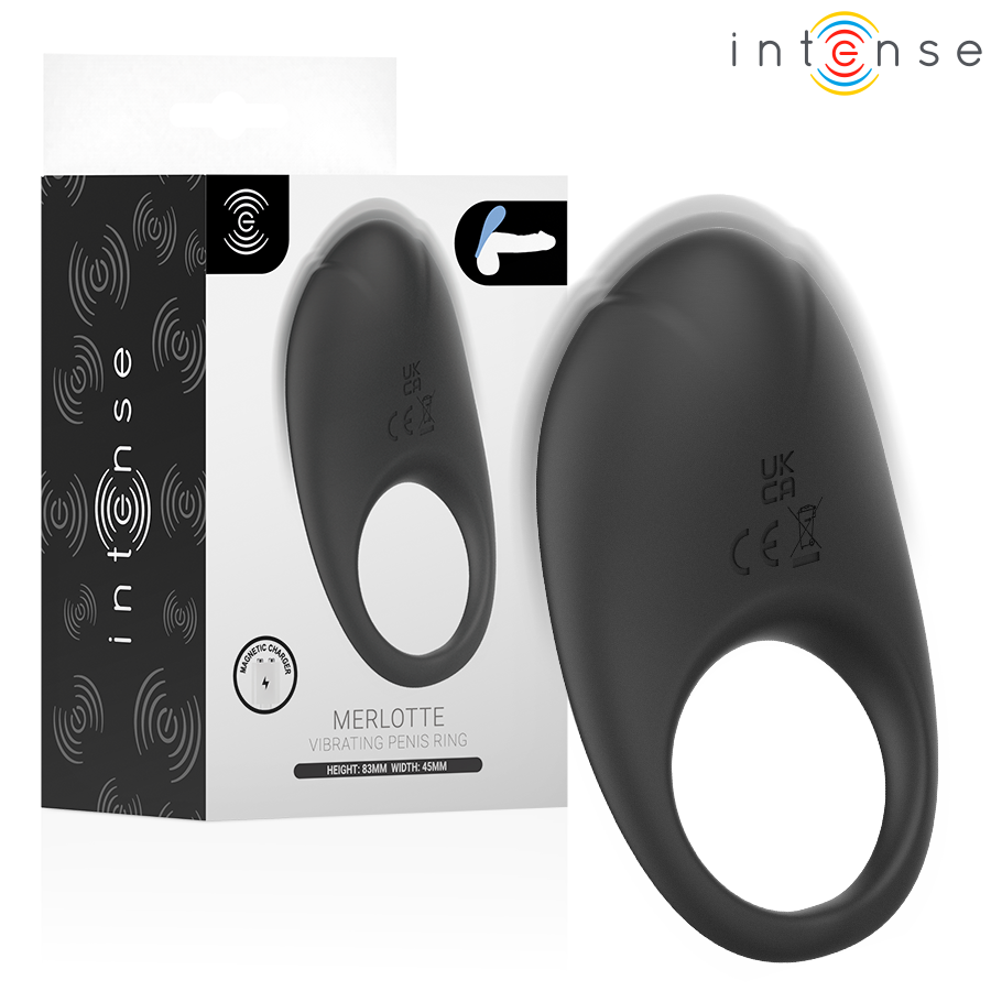 INTENSE - MERLOTTE ANILLO VIBRADOR CON ESTIMULACIÓN DE CLÍTORIS NEGRO - Accesorios para el pene - El Arte del Placer