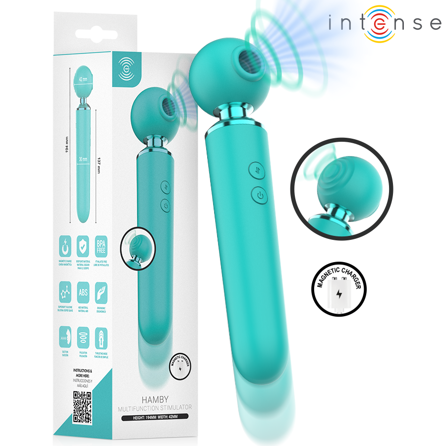 INTENSE - HAMBY ESTIMULADOR MULTIFUNCIÓN CON SUCCIÓN Y VIBRACIÓN - JUGUETES BIENESTAR - El Arte del Placer