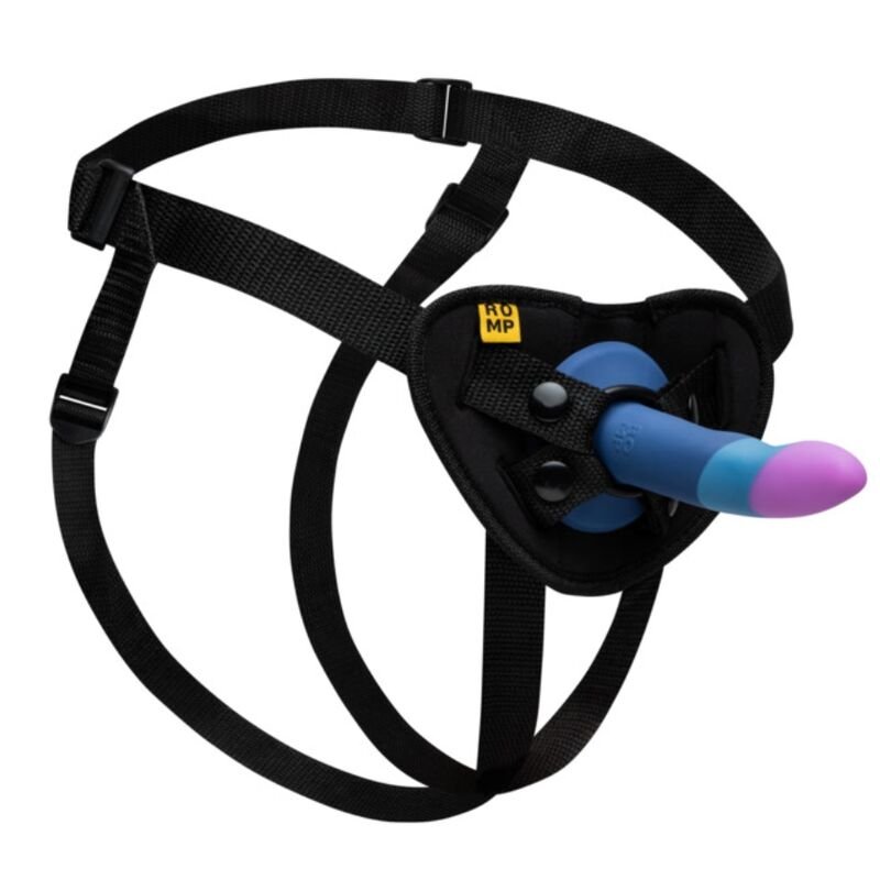 ROMP - PICCOLO ARNÉS + DILDO SILICONA CON VENTOSA TRICOLOR 14 CM - Dildos para Arneses - El Arte del Placer