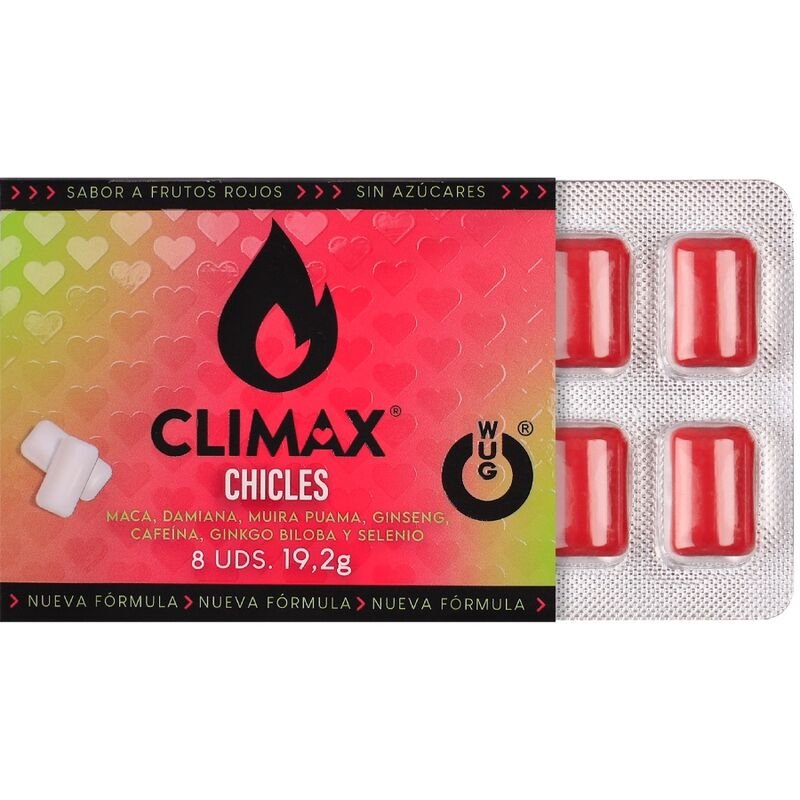 WUG climax - El complemento alimenticio que te ayuda a recuperar energía tras la noche BLISTER 8 UDS - Chicles Estimula…