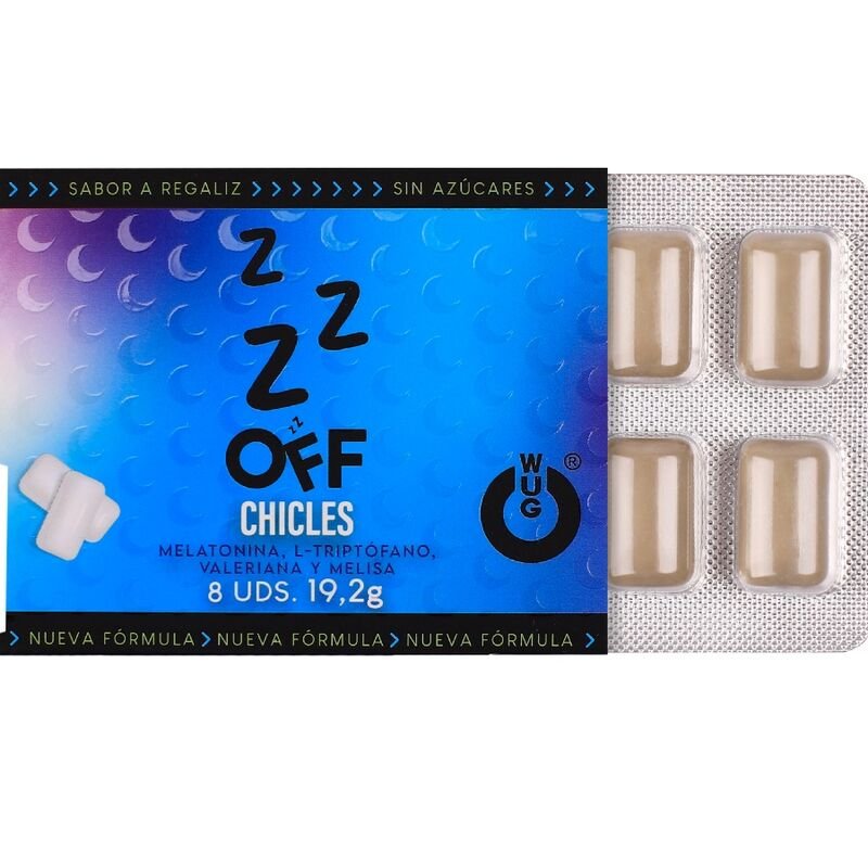 WUG off - El chicle funcional con melatonina y valeriana sabor regaliz BLISTER 8 UDS - Chicles Estimulantes - El Arte d…