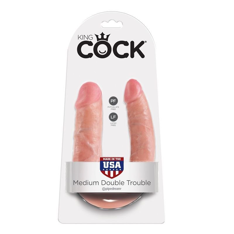 KING COCK - DILDO DOBLE PENETRACIÓN 13.9 CM NATURAL - Dildos sin Vibración - El Arte del Placer