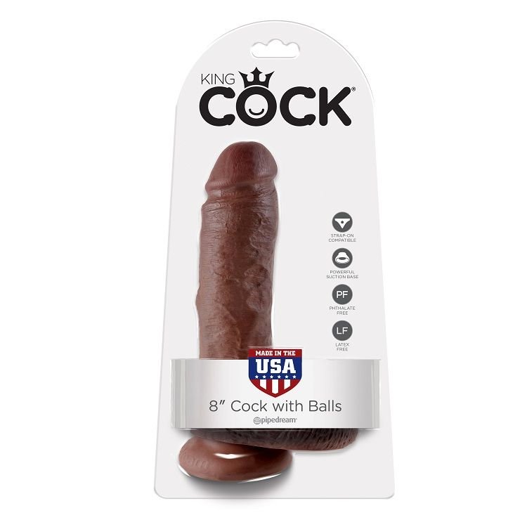 KING COCK - 8" PENE REALÍSTICO MARRÓN 20.3 CM - Dildos para Arneses - El Arte del Placer