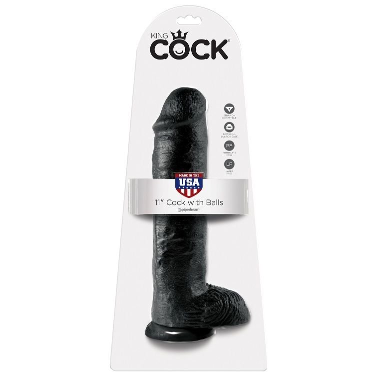 KING COCK - 11 PENE REALISTICO NEGRO 28 CM - Dildos sin Vibración - El Arte del Placer