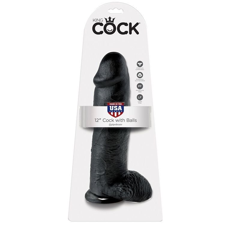 KING COCK - PENE REALISTICO NEGRO 30.48 CM - Dildos sin Vibración - El Arte del Placer
