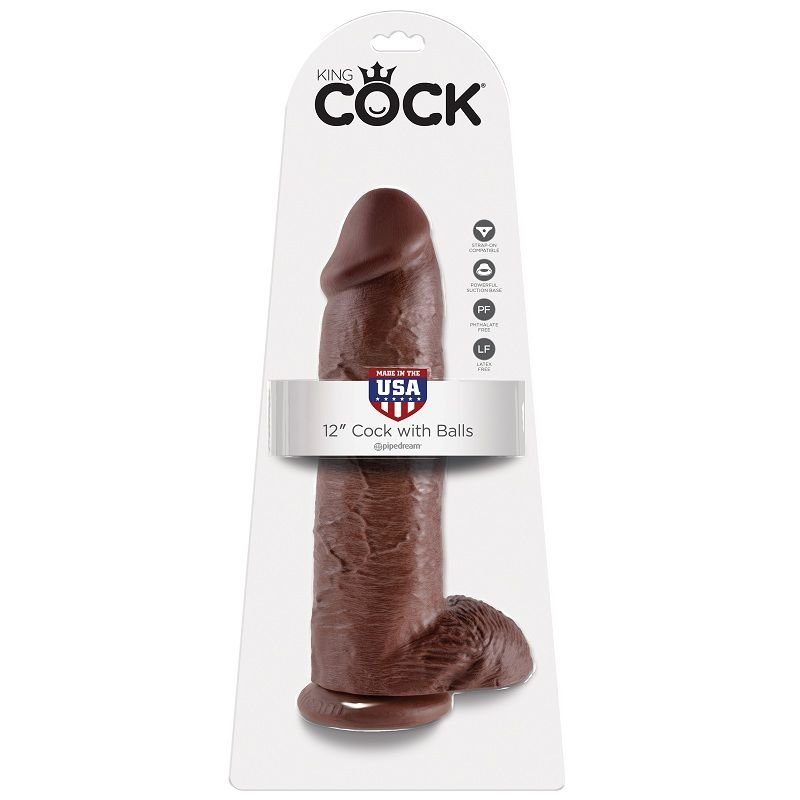 KING COCK - PENE REALÍSTICO MARRÓN 30.48 CM - Dildos sin Vibración - El Arte del Placer