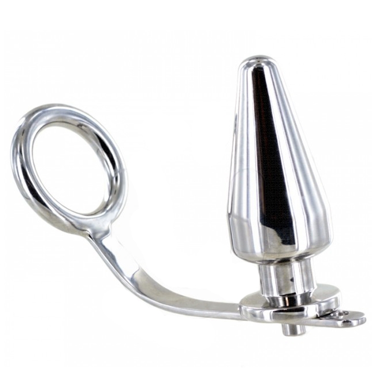 METAL HARD - ANILLO ACERO CON PLUG ANAL 80 X 55 MM - Anal - El Arte del Placer