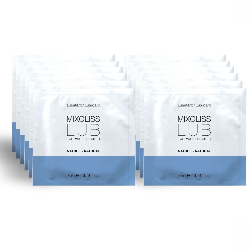 MIXGLISS - LUBRICANTE BASE DE AGUA NATURAL 12 MONODOSIS 4 ML - DROGUERÍA - El Arte del Placer