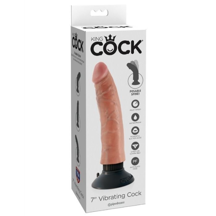 KING COCK - DILDO VIBRADOR 17.78 CM NATURAL - JUGUETES BIENESTAR - El Arte del Placer