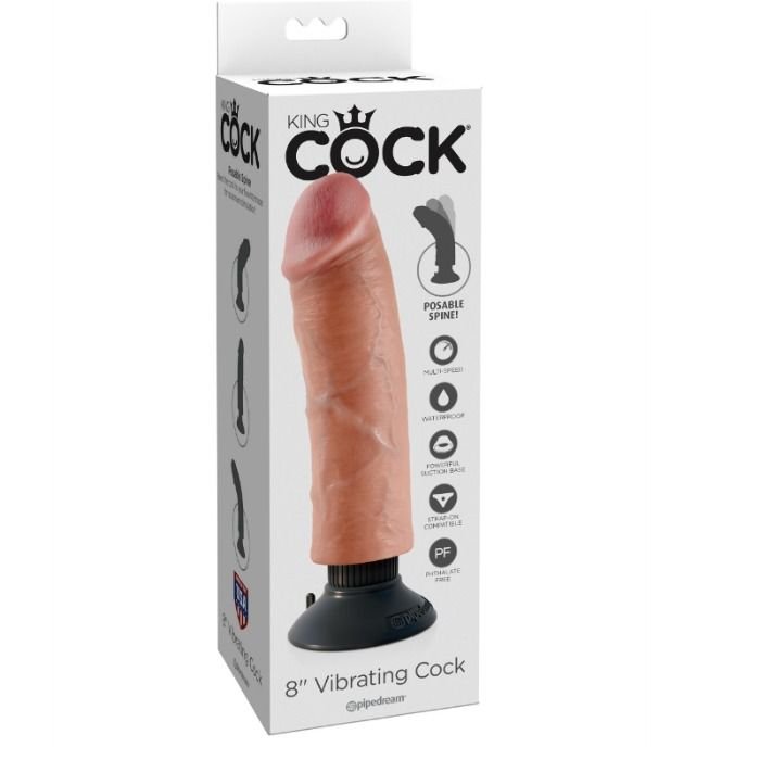 KING COCK - DILDO VIBRADOR 20.32 CM NATURAL - JUGUETES BIENESTAR - El Arte del Placer
