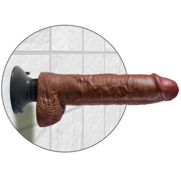 KING COCK - DILDO VIBRADOR CON TESTÍCULOS 25.5 CM COLOR MARRÓN - JUGUETES BIENESTAR - El Arte del Placer