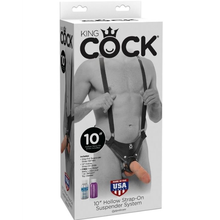 KING COCK - STRAP-ON CON DILDO HUECO 25.5 CM Y TIRANTES COLOR CARNE - Accesorios para el pene - El Arte del Placer