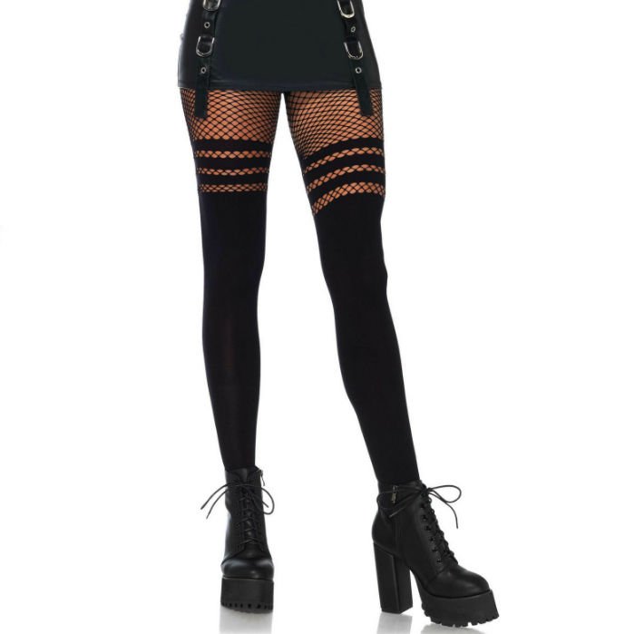 LEG AVENUE - PANTYHOUSE MEDIAS REJILLA NEGRO - Lencería Mujer - El Arte del Placer
