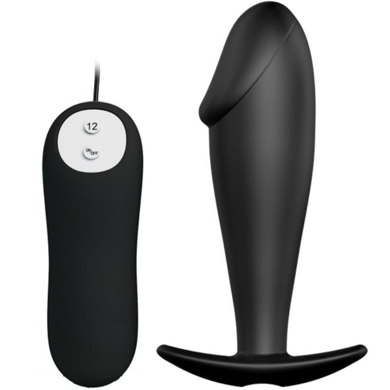 PRETTY LOVE - PLUG ANAL SILICONA FORMA PENE Y 12 MODOS VIBRACIÓN NEGRO - Anal - El Arte del Placer