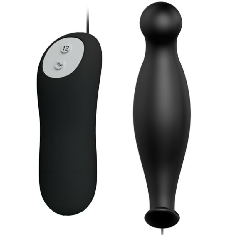 PRETTY LOVE - PLUG ANAL SILICONA 12 MODOS VIBRACIÓN NEGRO - Anal - El Arte del Placer