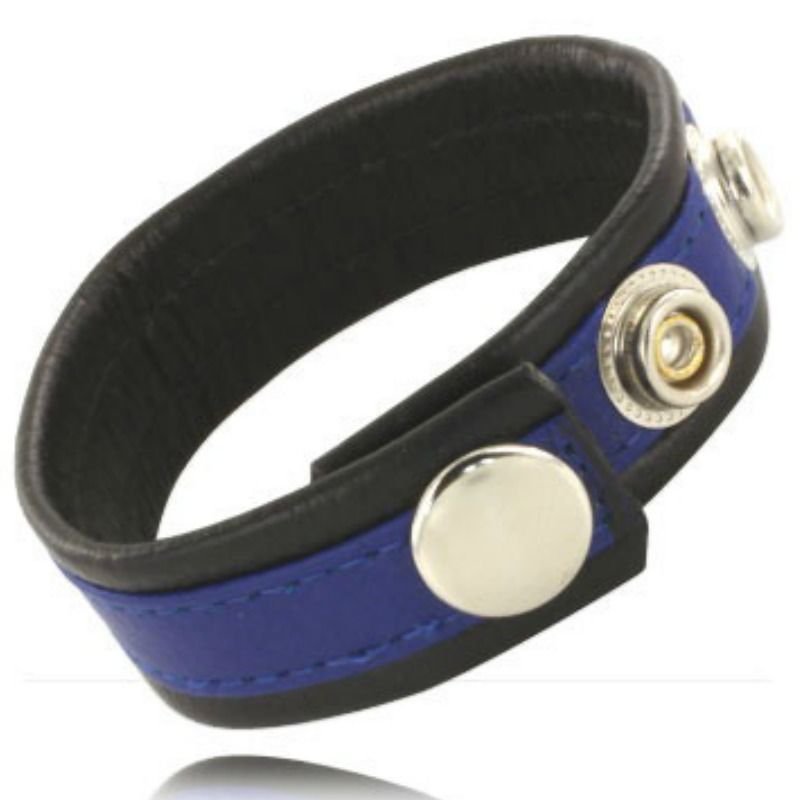 LEATHER BODY - CORREA DE CUERO AJUSTABLE PARA PENE AZUL-NEGRA - Accesorios para el pene - El Arte del Placer