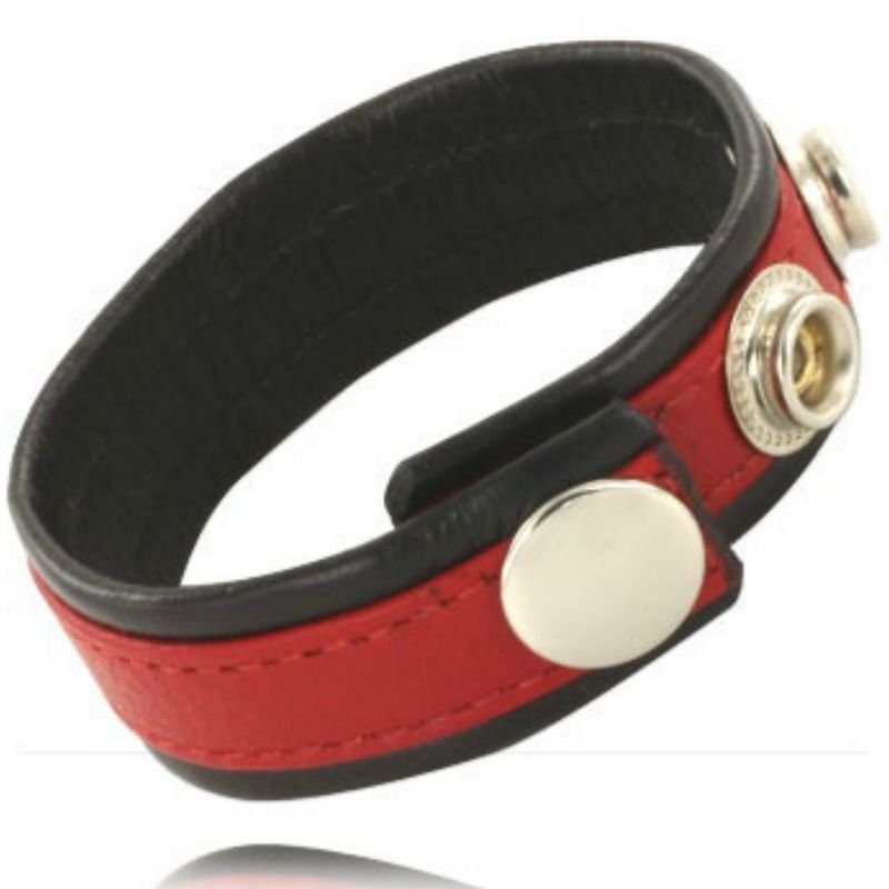 LEATHER BODY - CORREA DE CUERO AJUSTABLE PARA PENE ROJA- NEGRA - Accesorios para el pene - El Arte del Placer