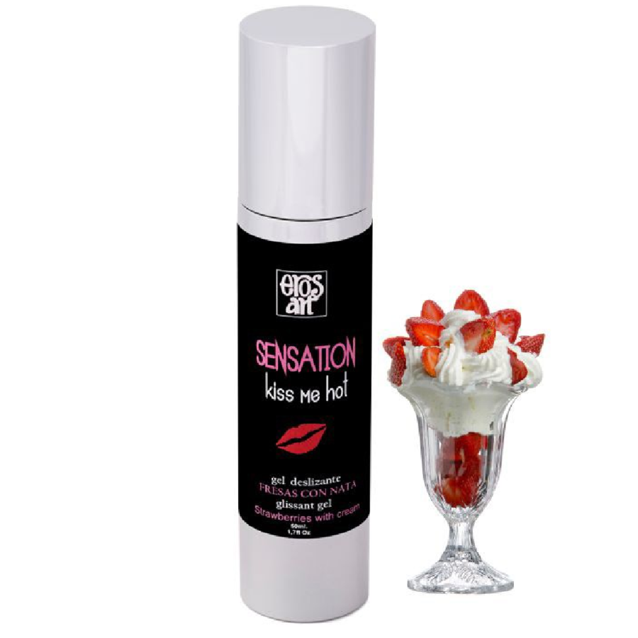 EROS-ART - SENSATTION LUBRICANTE NATURAL FRESAS CON NATA 50 ML - Con deliciosos Sabores - El Arte del Placer