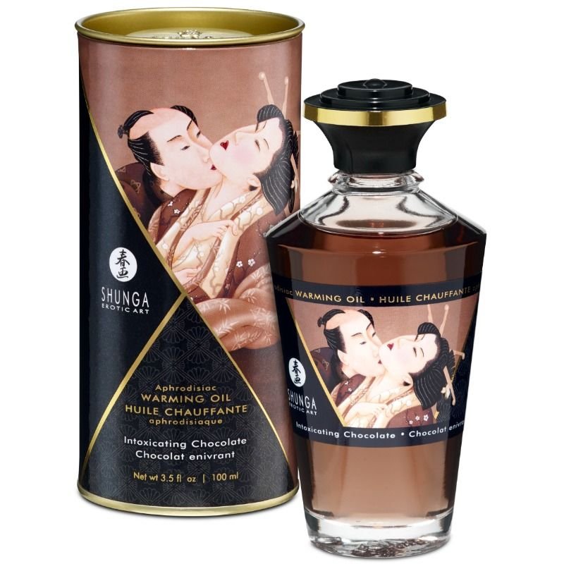 SHUNGA - ACEITE MASAJE EFECTO CALOR SABOR INTENSO CHOCOLATE 100 ML - Con efecto calor - El Arte del Placer