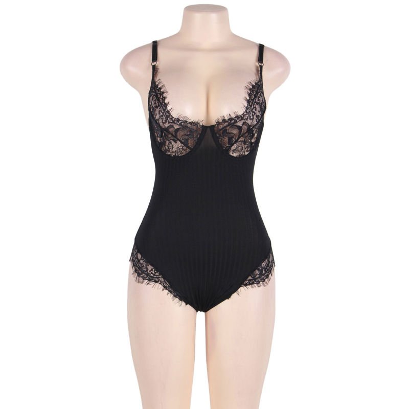 SUBBLIME - TEDDY CON FRANJAS NEGRO TALLA GRANDE - Bodys - El Arte del Placer