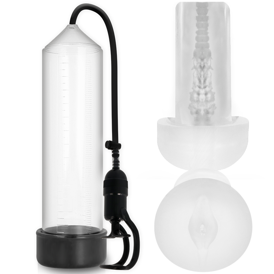 PUMP ADDICTED - BOMBA ERECCIÓN RX5 TRANSPARENTE CON MASTURBADOR - Accesorios para el pene - El Arte del Placer