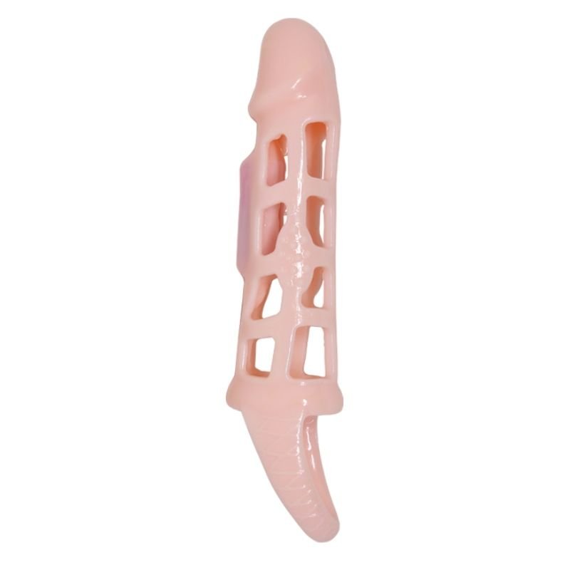 BAILE - FUNDA EXTENSORA PENE CON VIBRACIÓN Y STRAP NATURAL 13.5 CM - Accesorios para el pene - El Arte del Placer