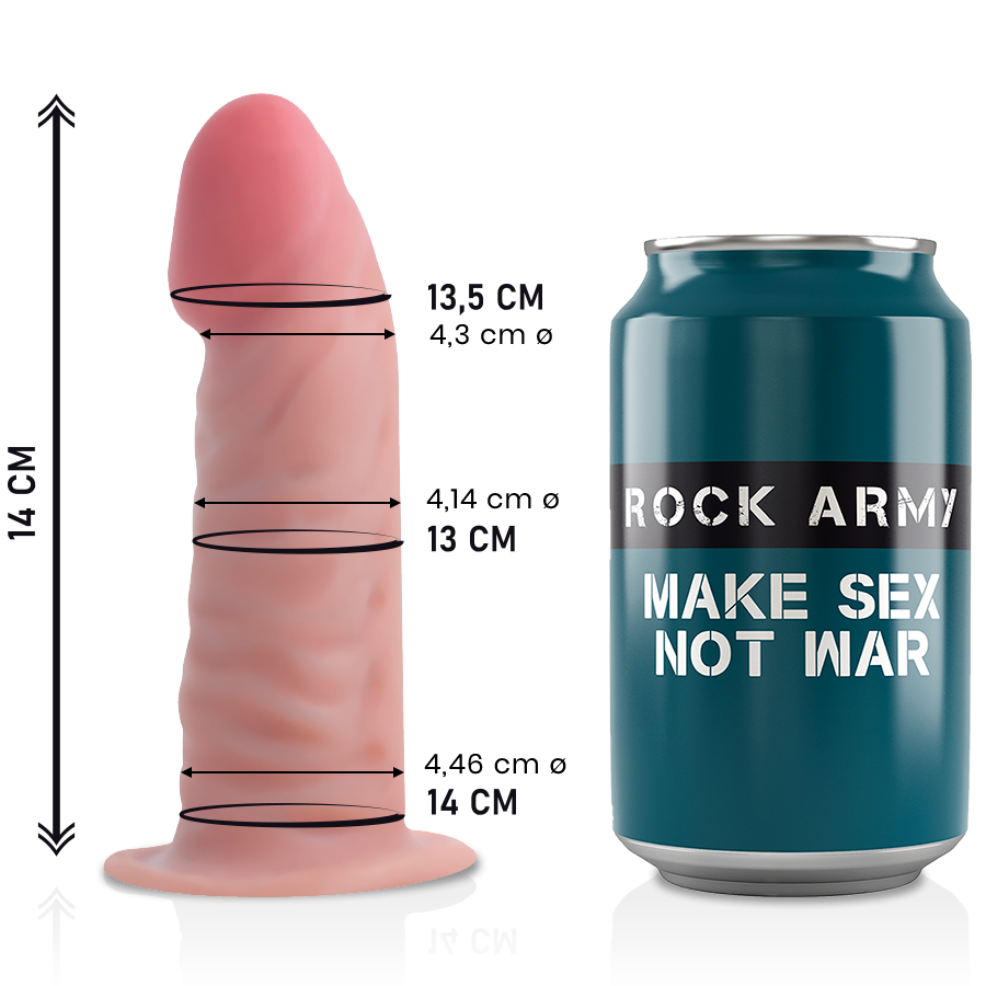 ROCKARMY -TIGER DILDO REALISTA DUAL DENSITY14 CM -O- 4.46 CM - Dildos sin Vibración - El Arte del Placer