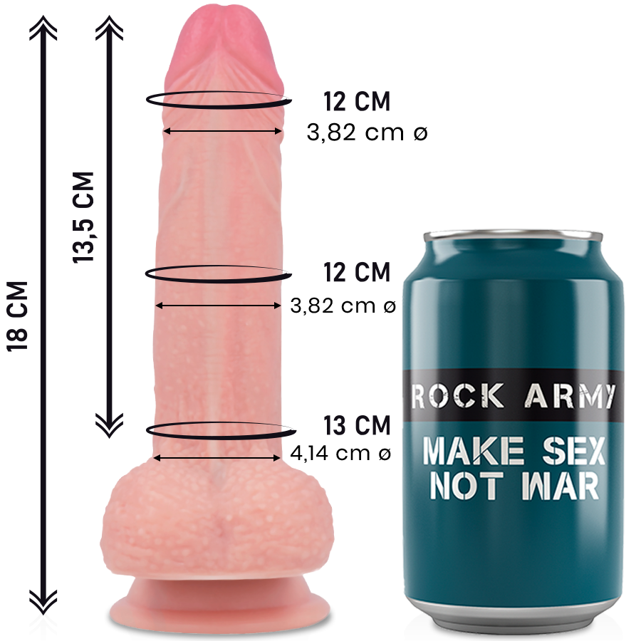 ROCKARMY - MUSTANG DILDO REALÍSTICO LIQUID SILICONE 18 CM -O- 4.14 CM - Dildos sin Vibración - El Arte del Placer