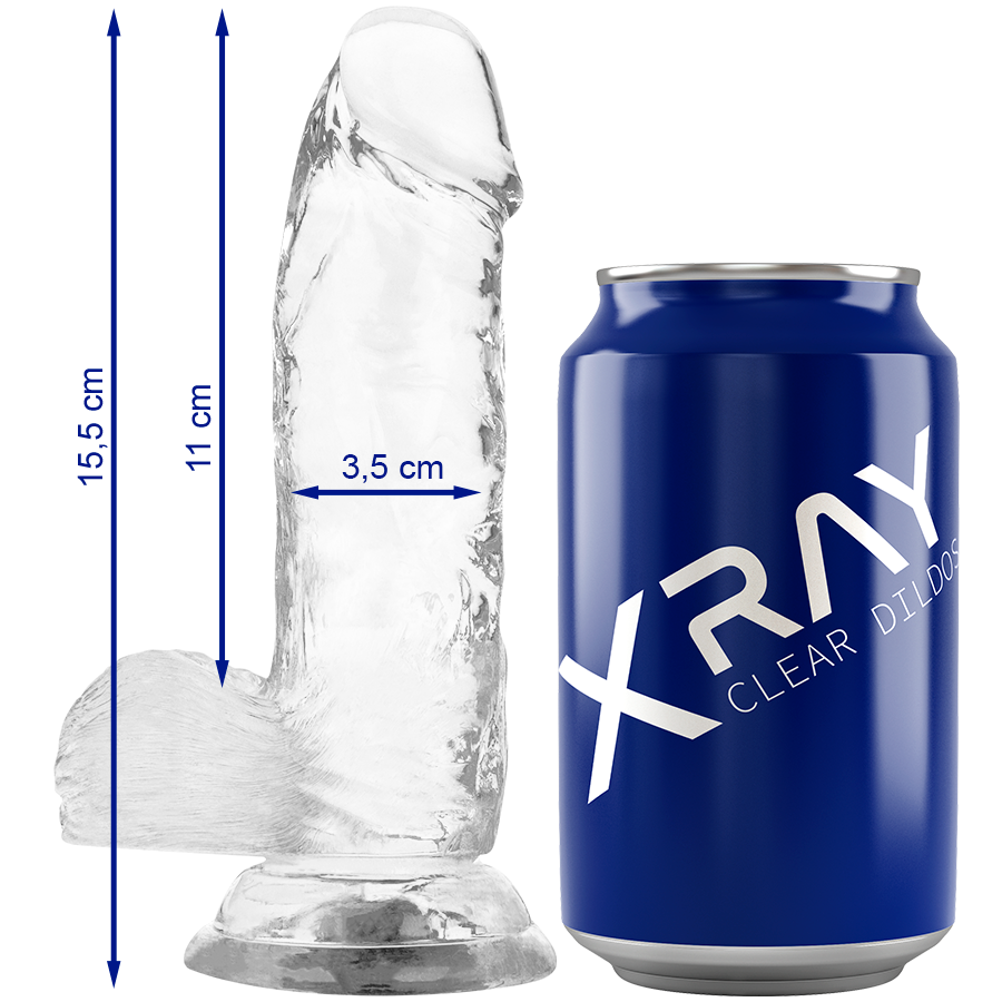 X RAY - CLEAR DILDO REALISTA TRANSPARENTE 15.5 CM -O- 3.5 CM - Dildos sin Vibración - El Arte del Placer