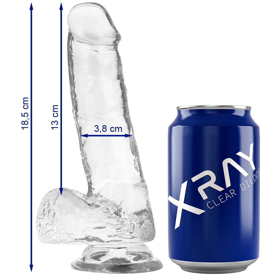 X RAY - CLEAR DILDO REALISTA TRANSPARENTE 18.5 CM -O- 3.8 CM - Dildos sin Vibración - El Arte del Placer