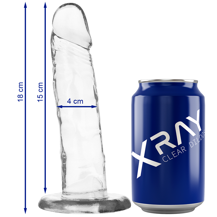 X RAY - CLEAR DILDO TRANSPARENTE 18 CM -O- 4 CM - Dildos sin Vibración - El Arte del Placer