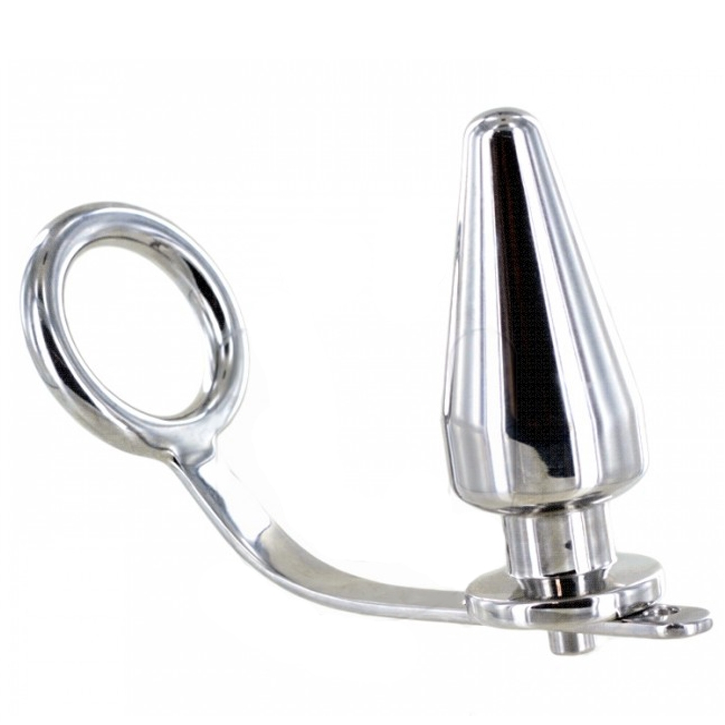 METAL HARD - ANILLO ACERO CON PLUG ANAL 45 X 45MM - Accesorios para el pene - El Arte del Placer