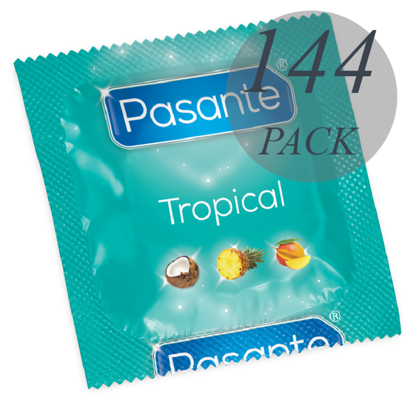 PASANTE - PRESERVATIVOS SABORES TROPICAL 144 UNIDADES - PRESERVATIVOS - El Arte del Placer