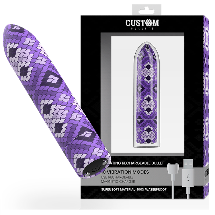 CUSTOM BULLETS - BALA RECARGABLE SNAKE LILA 10 INTENSIDADES - Balas vibradoras - El Arte del Placer