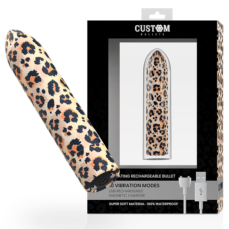 CUSTOM BULLETS - BALA RECARGABLE LEOPARD 10 INTENSIDADES - Balas vibradoras - El Arte del Placer